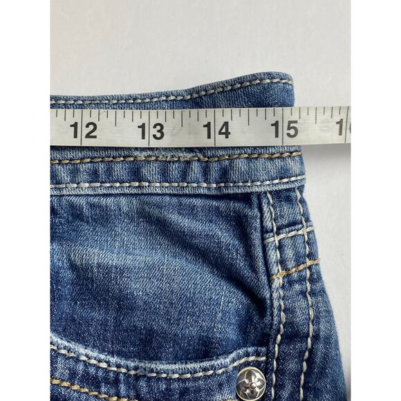 Rock Revival Angela Blue Denim Distressed Capri Jeans Women's Size 28 - Picture 8 of 10